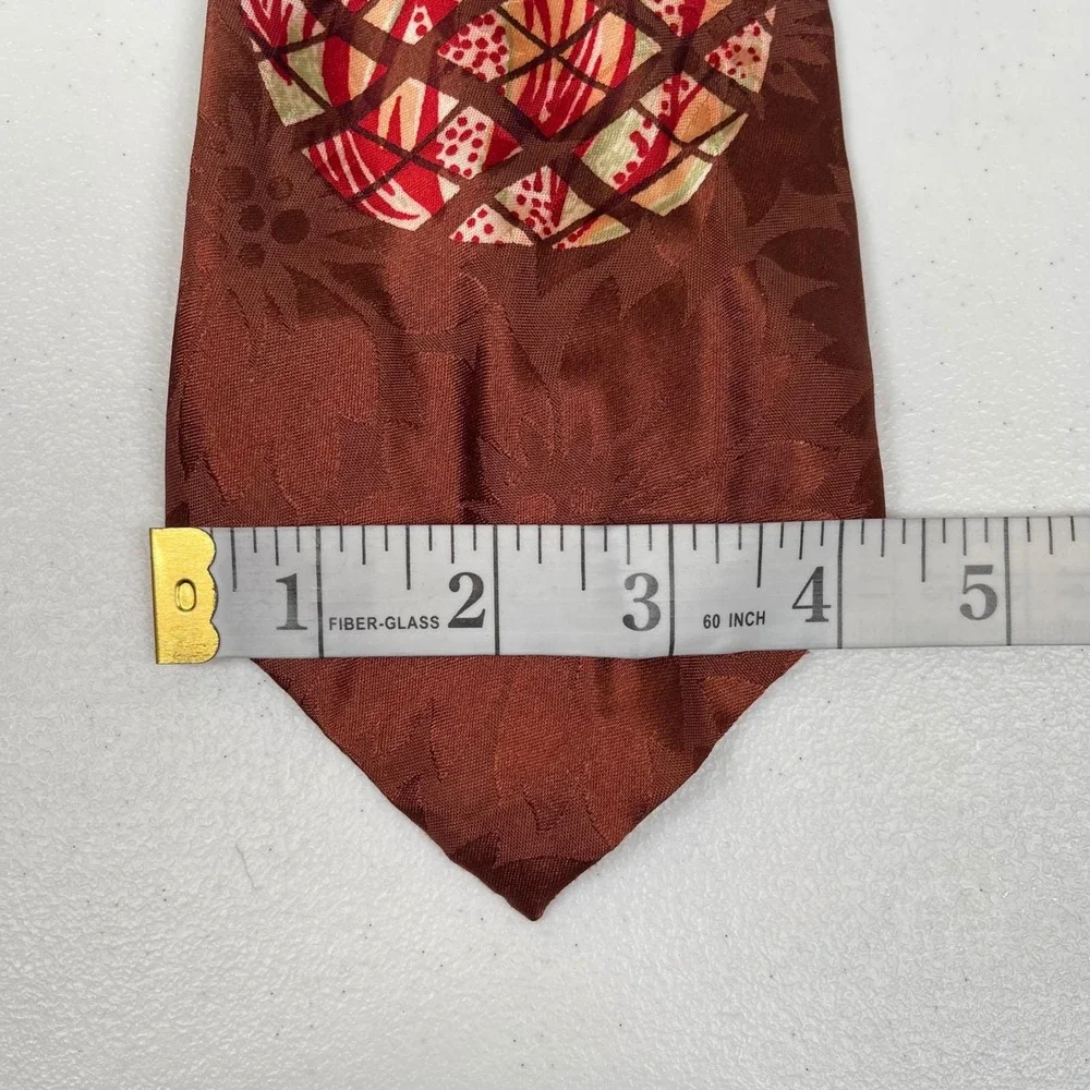 Vintage Eppo Ties Geometric Floral Necktie Tie Brown Abstract Art Deco 40s Rayon